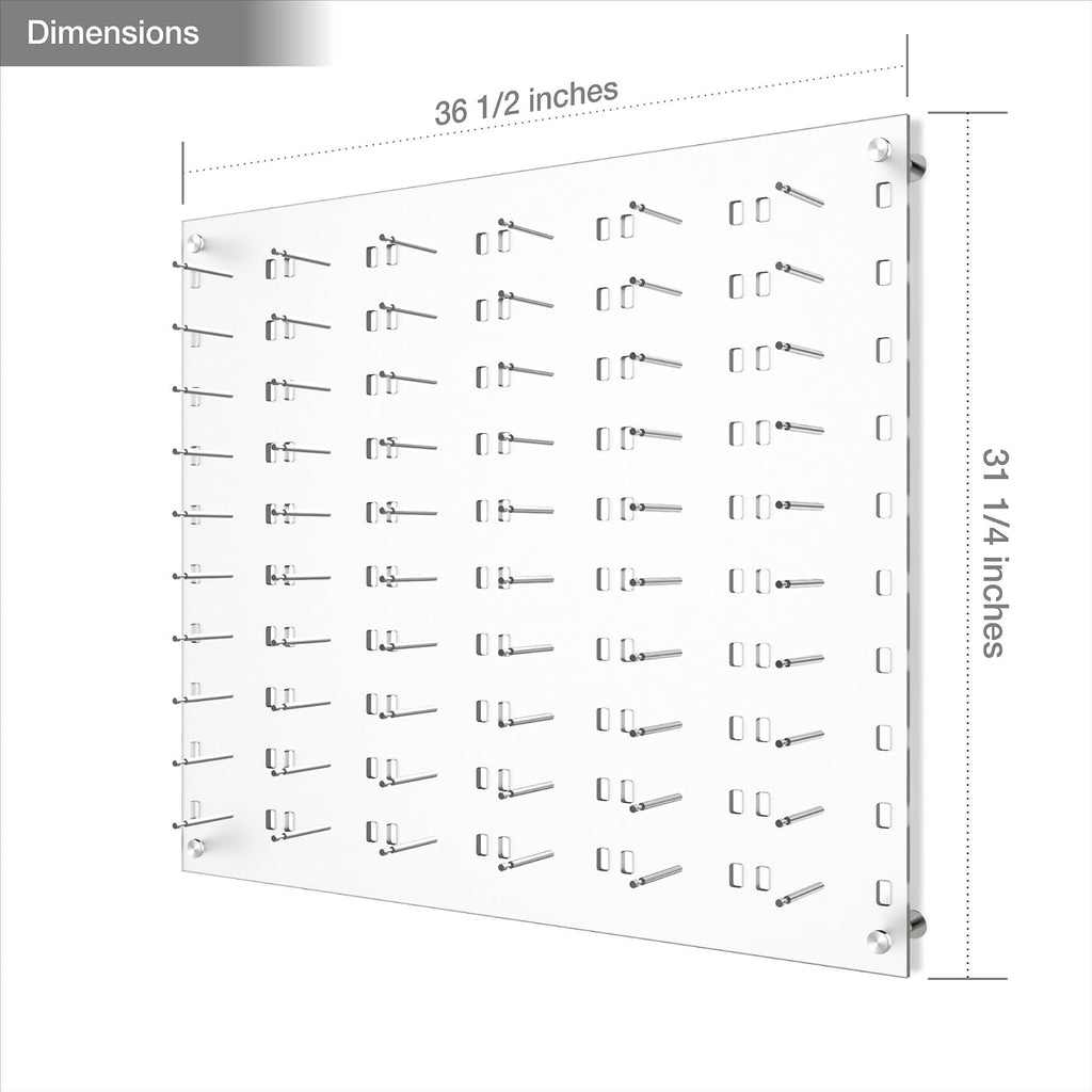 Optical Display for 60 Eyewear Frames - Wall Mount Acrylic Eyewear or Sunglass Display Package in Frosted White for 60 Frames – 31.25' (H) X 36.5' (W)