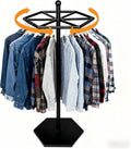 23-Inch Heavy-Duty Metal Rotating Clothes Rack, 42' x 42' Footprint, Rack Load 200lbs,Round Clothing Rack with Adjustable Base Pads, Base Supports M8 Caster Wheels, For Home & Retail