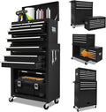 13-Drawer Tool Chest with Toolbox and wheels, Large Detachable Tool box with Sliding Drawers, Mechanic Storage Cabinets, Metal Tool Cart for Garage Workshop (BLACK)
