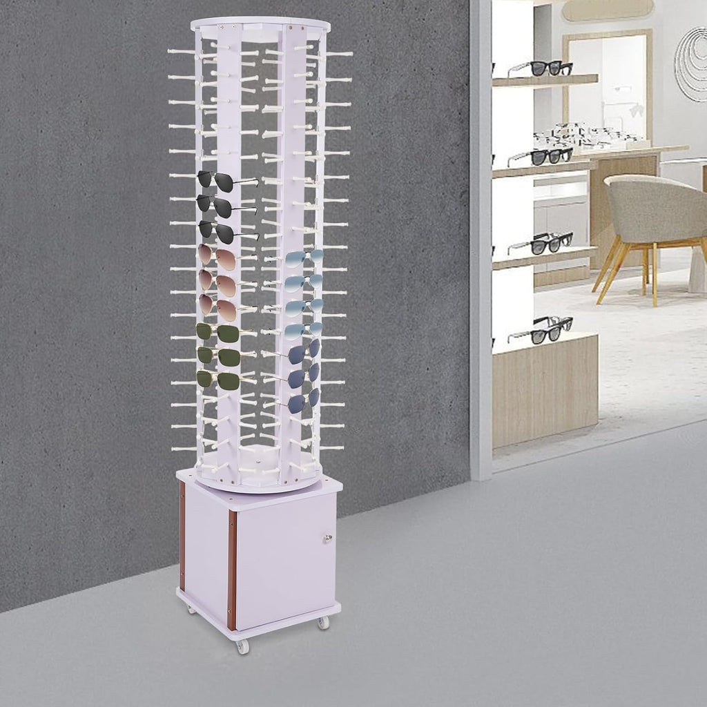 108 Capacity Eyeglass Display Stand 360° Rotating Sunglasses Rack Organizer Holder with Base Square Freestanding Countertop Spinner for Retail Boutique (Light Purple, 108 Pairs)