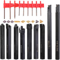 YFCDZVBH 9pcs 10mm Shank Lathe Boring Bar Turning Tool Holder Set, with Carbide Inserts Lathe Wood CNC Machine Tools