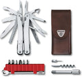 Victorinox Swiss Tool Spirit X Plus Ratchet Swiss Army Knife, 36 Function Swiss Made Multi-Tool with Needle-nose Pliers and Leather Pouch - Silver