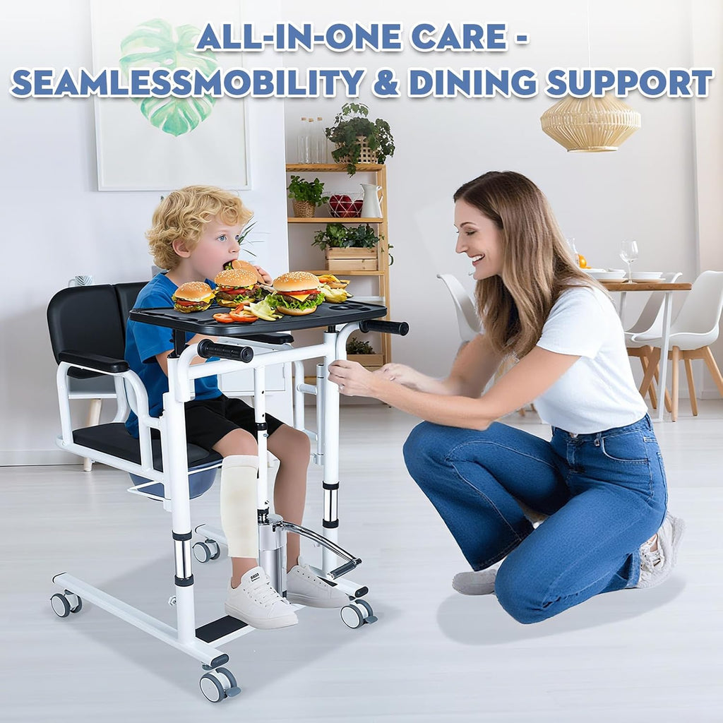 Patient Lift Transfer Chair - Heavy Duty Shower Commode Chair with Toilet Safety Frame (Black/Dual A)