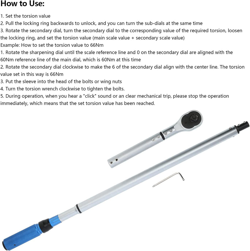 KANASI Torque Wrench, 1/4 Inch Drive Adjustable Preset with Scale for Manual Tightening of Screws and Bolts in Automotive and Industrial Applications