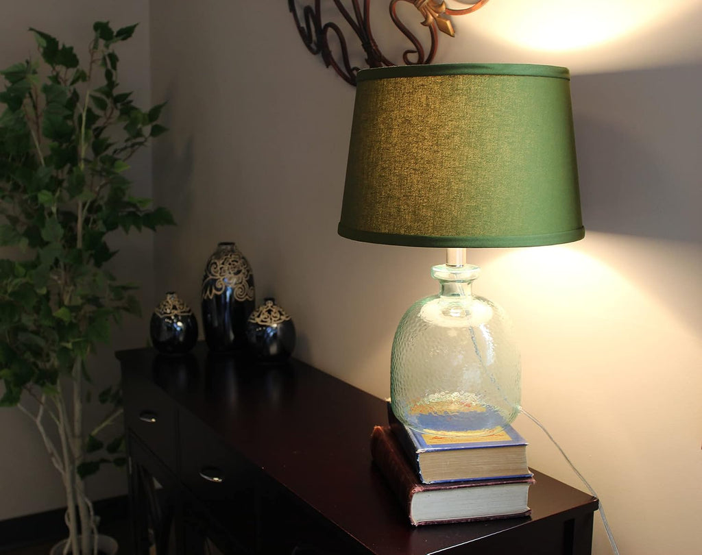 FenchelShades.com Set of 2 Lampshades 10' Top Diameter x 12' Bottom Diameter x 8' Slant Height with Washer (Spider) Attachment. Attaches to Lamps with an existing Harp (not included) (Linen Avocado)