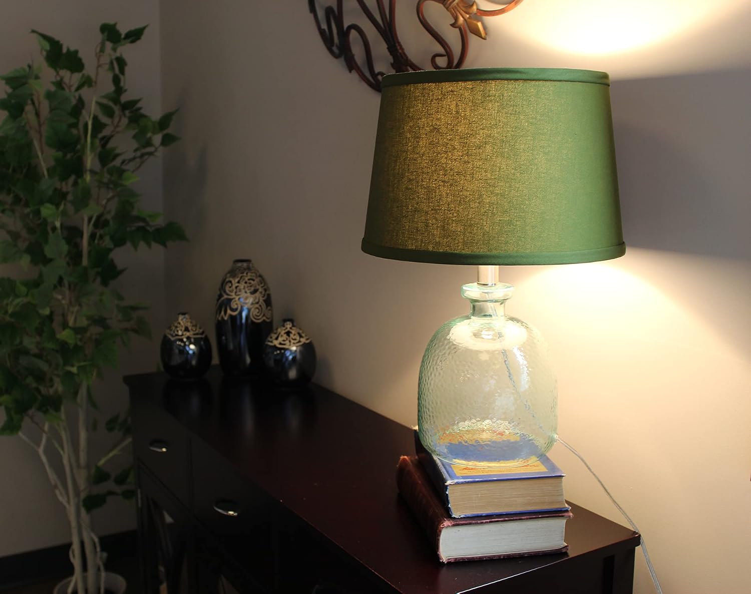 FenchelShades.com Set of 2 Lampshades 10' Top Diameter x 12' Bottom Diameter x 8' Slant Height with Washer (Spider) Attachment. Attaches to Lamps with an existing Harp (not included) (Linen Avocado)