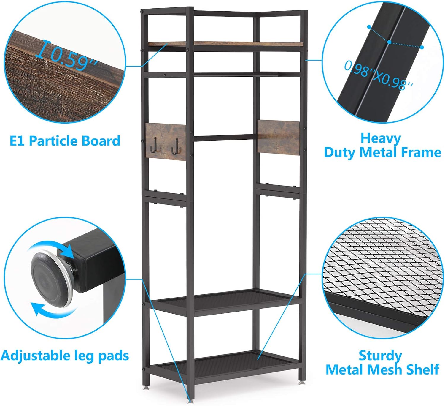 Tribesigns Small Heavy Duty Clothes Rack with Shelf and Hanging Rod, Freestanding Closet Organizer, Industrial Hall Tree Garments Rack for Small Space,Bedroom,27'' W X69'' H, Max Load 300LBS