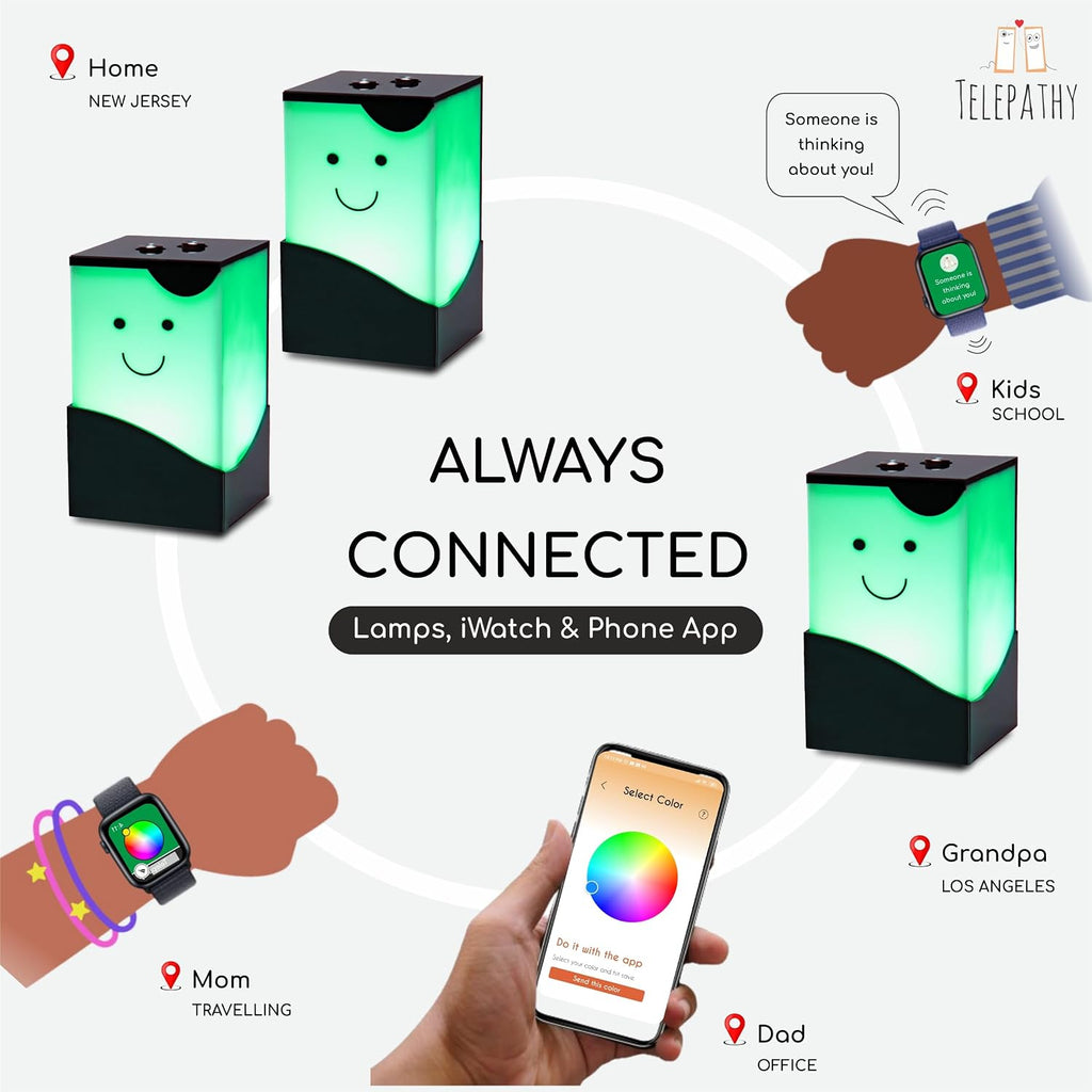 ZOCI VOCI Friendship Lamps, Telepathy Toddlers, Long Distance WiFi Touch Light, Stay Connected from Anywhere, 250+ Colors, Gift for Couples, Friends & Family, Father's Day, No Subscription (Set of 4)