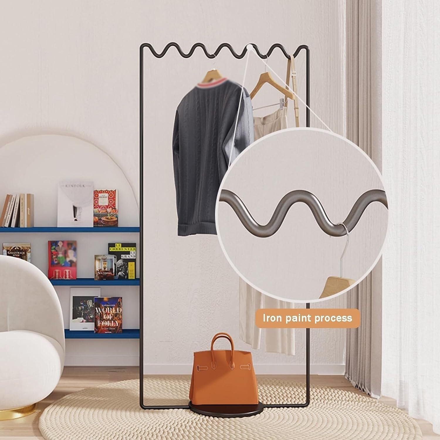 Metal Free Standing Coat Rack,Hanging Rack Storage Basket Heavy Duty Rolling Garment Rack with Wheels Bedroom Hallway Laundry Room Garment Rack (Color : Blue, Size : 170 * 80cm)