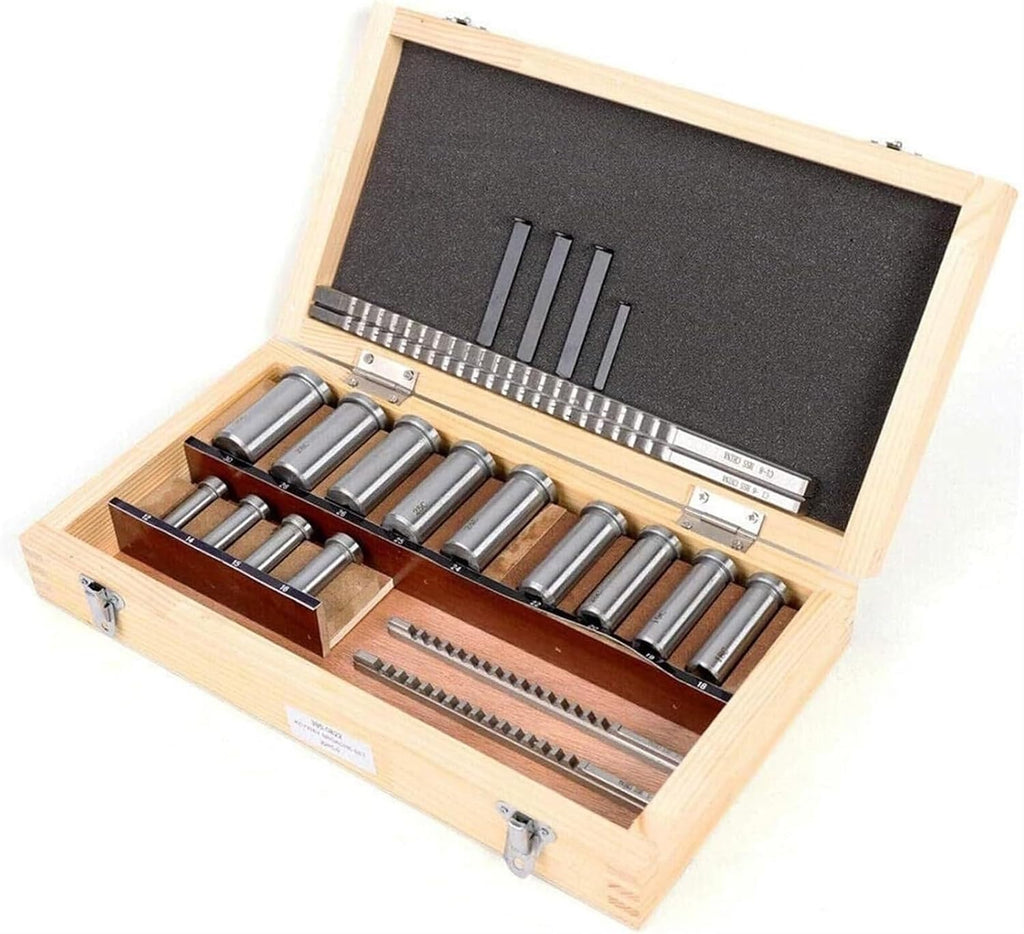 PUCHEN Metal Lathe Wood Splitting Drill Bit Keyway Broach Kit, 22 Pieces Keyway Broach Set with Collar, Shim Sets in Equipped Box, High Speed Steel Material, Industrial Tools, PUCHEN1234