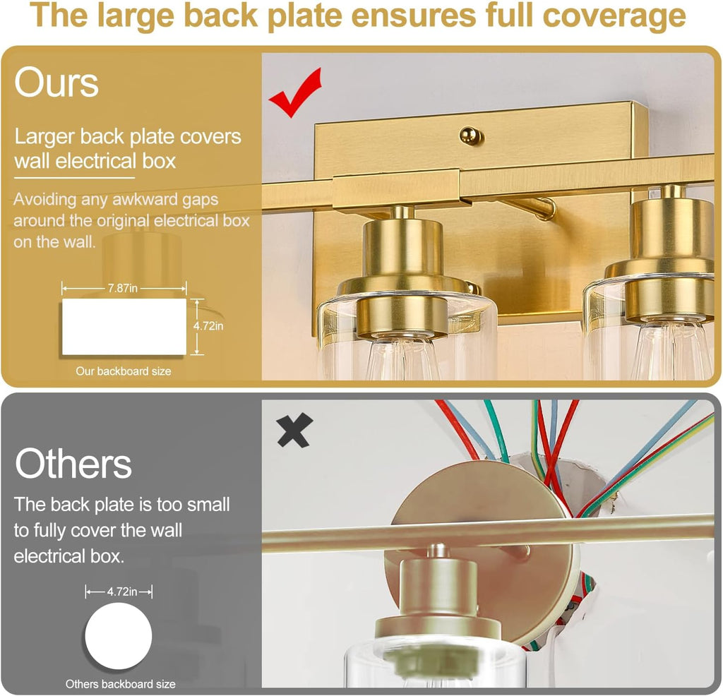 Indoi 5-Light Bathroom Vanity Light with Clear Glass Shades, Brushed Gold Bathroom Light Fixtures Over Mirror, Modern Vanity Light for Mirror Living Room Cabinet Bedroom Porch