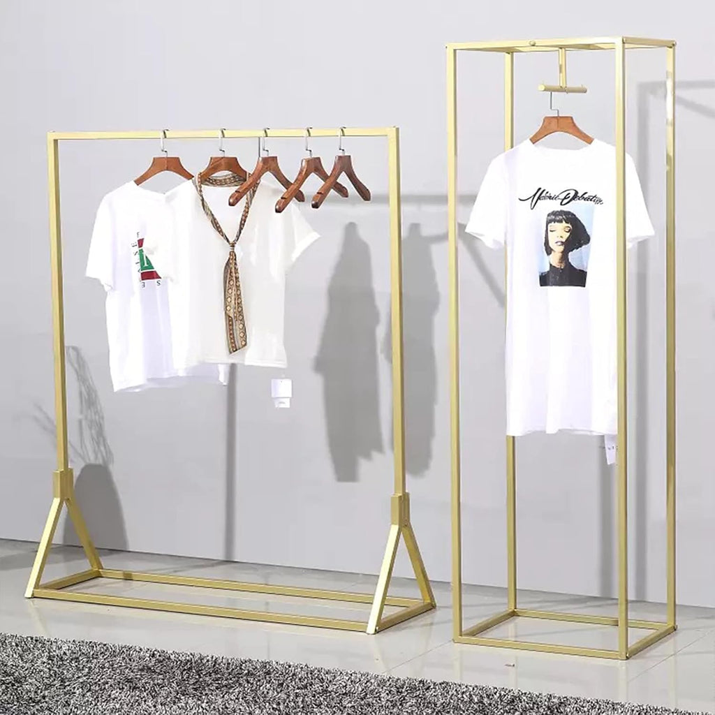 Creative Simple Clothes Retail Heavy Duty Metal Garment Racks,Clothing Store Hanger Storage Shelves,Commercial Wedding Dress Floor-Standing Display Rack (Gold, 71' H)
