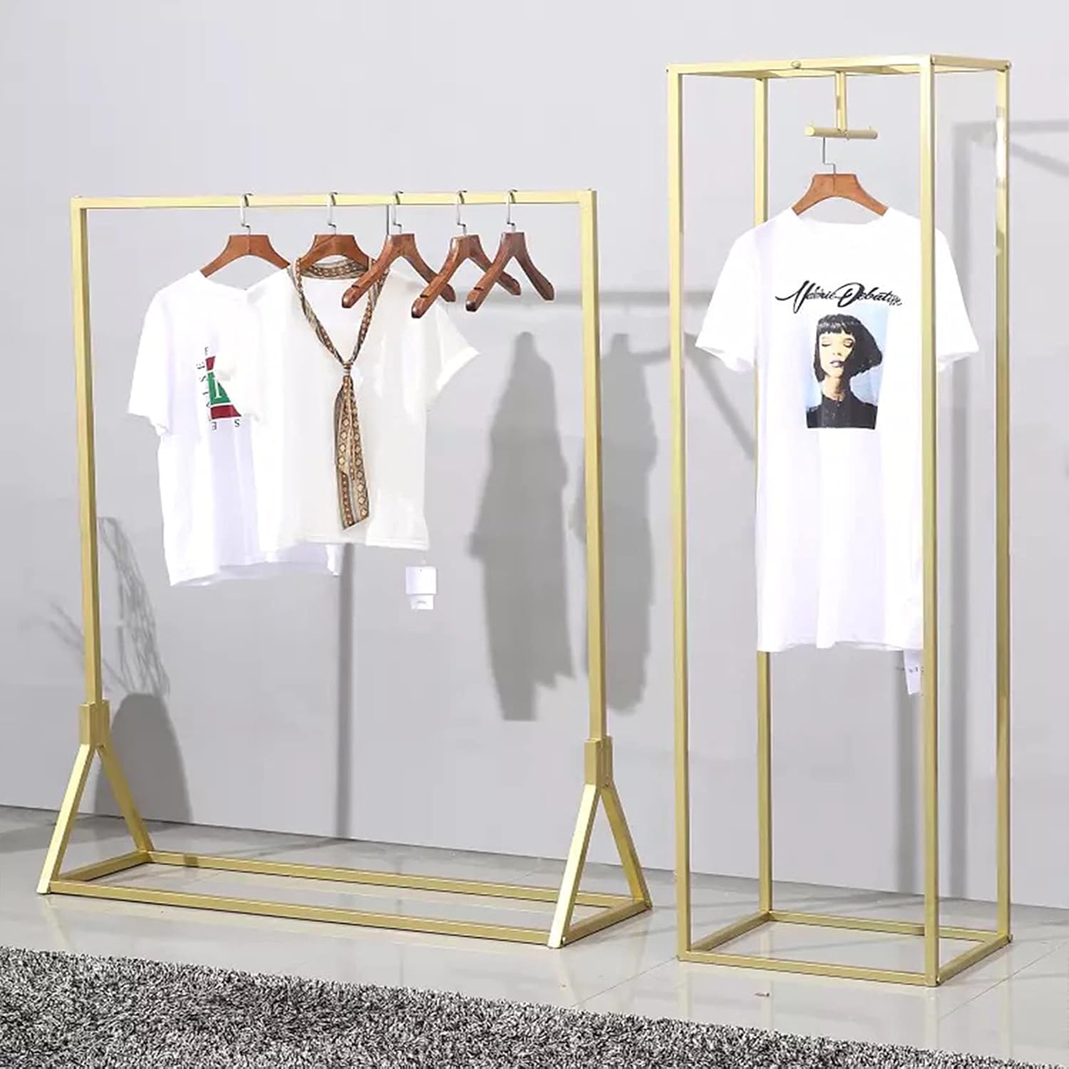 Creative Simple Clothes Retail Heavy Duty Metal Garment Racks,Clothing Store Hanger Storage Shelves,Commercial Wedding Dress Floor-Standing Display Rack (Gold, 71' H)