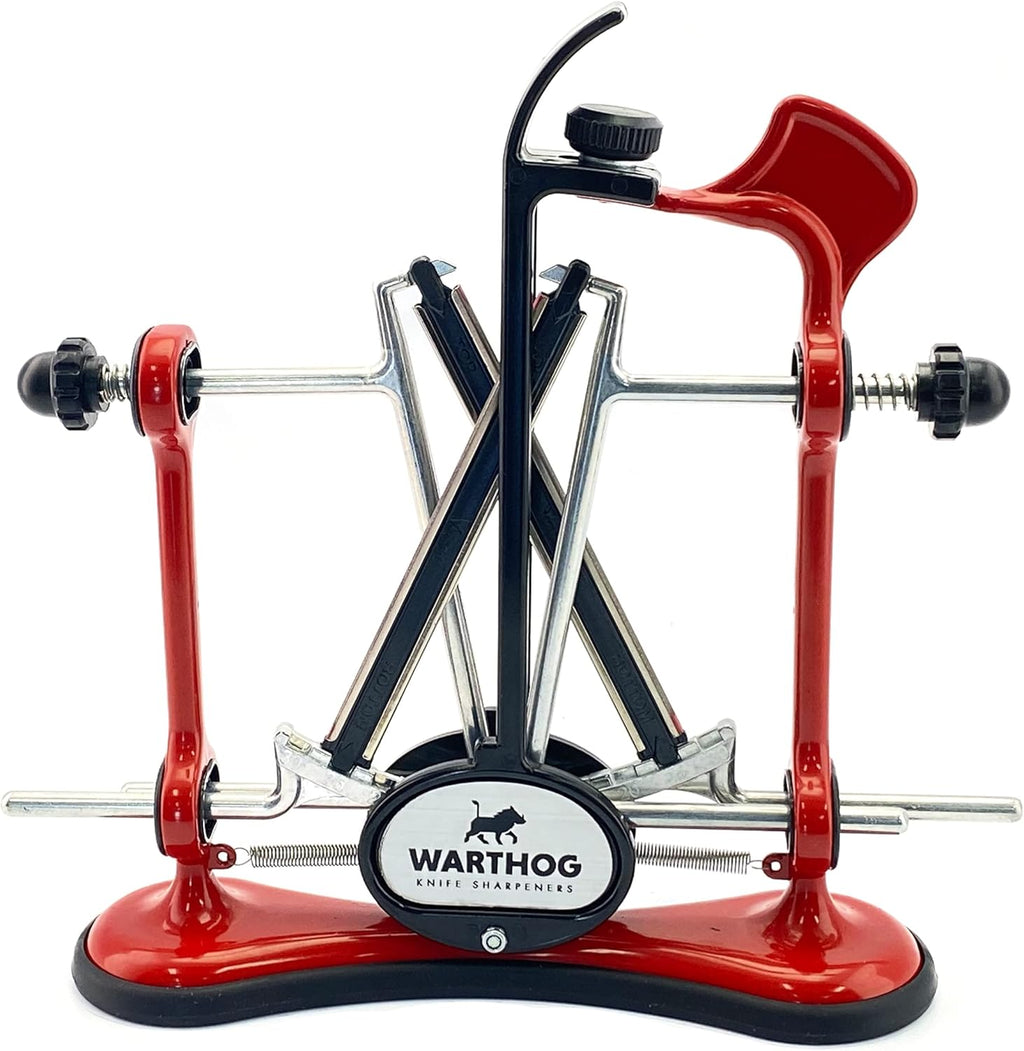 Warthog V-Sharp A4 Knife Sharpener, Ideal for Home Cooks, Fishermen, Hunters, Diamond Rods, Adjustable Angles, Metal Frame
