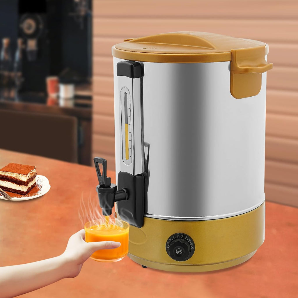 100-Cup Commercial Grade Stainless Steel Percolate Coffee Maker Hot Water Urn for Catering, Hot Water Dispenser 5 Gallons, Large Capacity Heated Beverage Dispenser for Party, Event, Camping, 19L, Gold