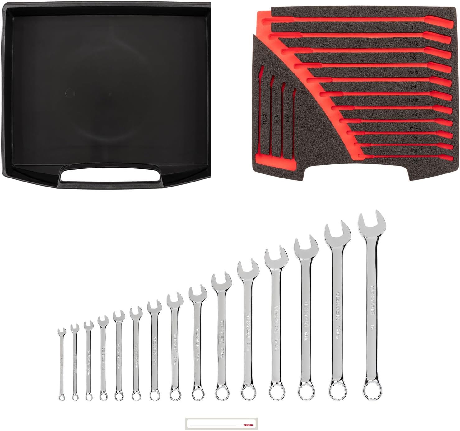 TEKTON Combination Wrench Set with Open Top Drawer and Rack, 15-Piece (1/4-1 in.) | OLB94201