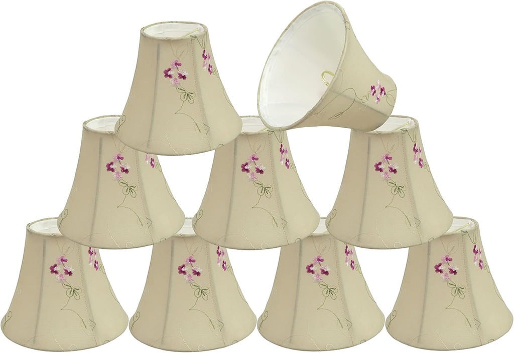 Aspen Creative 30055-9A, Bell Clip-On Chandelier Lamp Shade, Apricot, 3' Top x 6' Bottom x 5' Slant Height, Set of 9