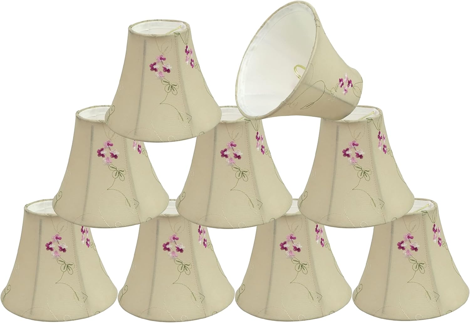 Aspen Creative 30055-9A, Bell Clip-On Chandelier Lamp Shade, Apricot, 3' Top x 6' Bottom x 5' Slant Height, Set of 9
