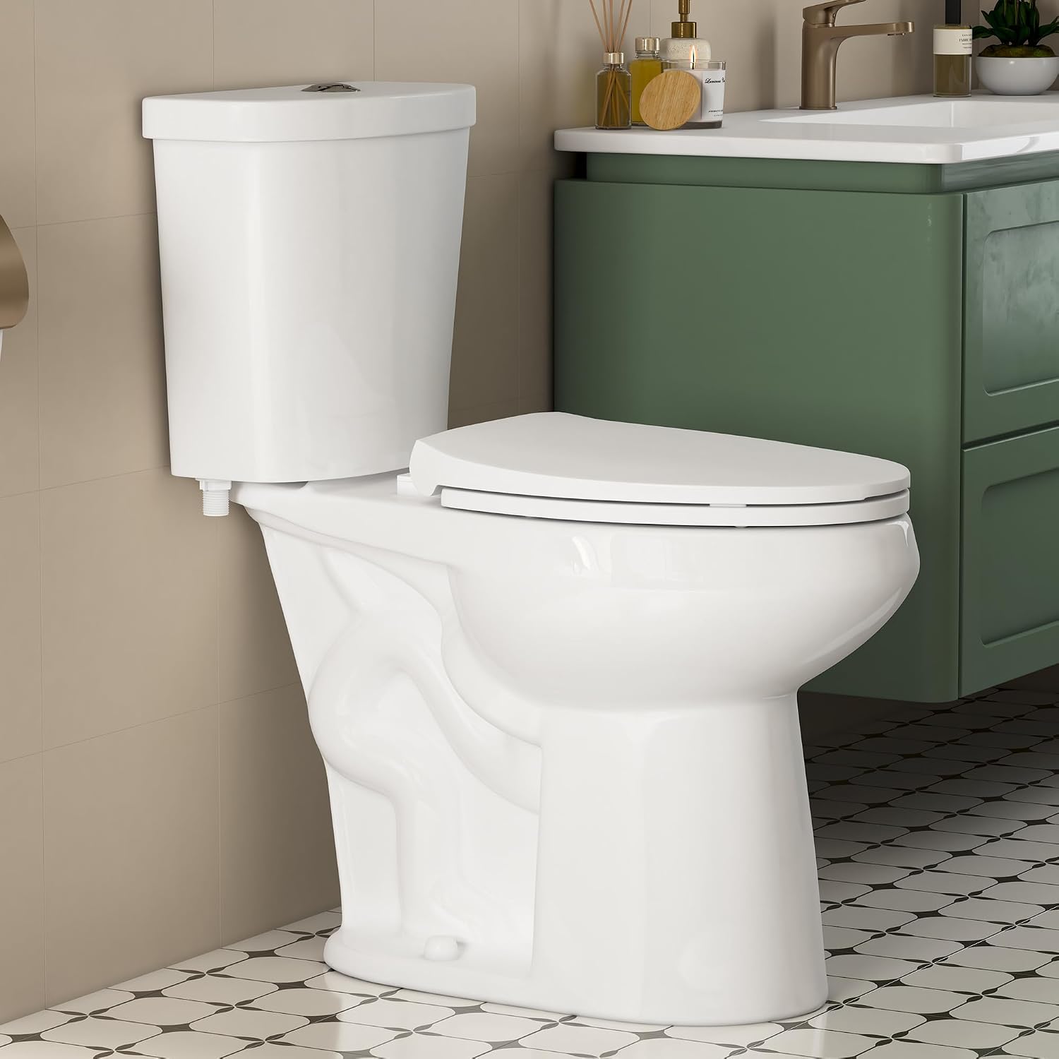 Eridanus Tall Two Piece Toilet, ADA Compliant Chair Height 19.7', Elongated Toilets Bowl 19' with Soft Close Seat, 1.1/1.6GPF Dual Flush, 12' Rough-In Floor Mounted, for Elderly, Pregnant, Disabled