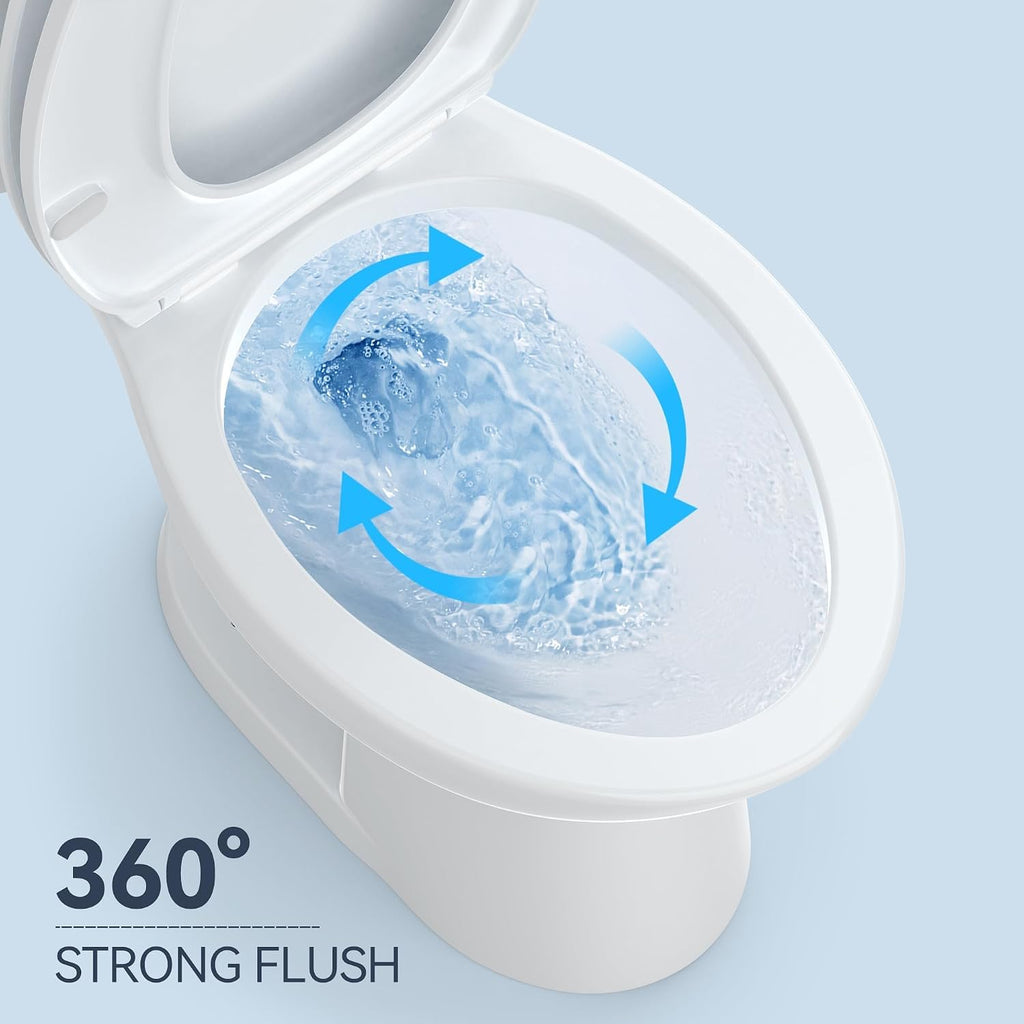 Two-Piece Elongated Toilet Set, Water Conserving Single Flush with Soft-Close Seat, Standard Installation for Home Bathrooms