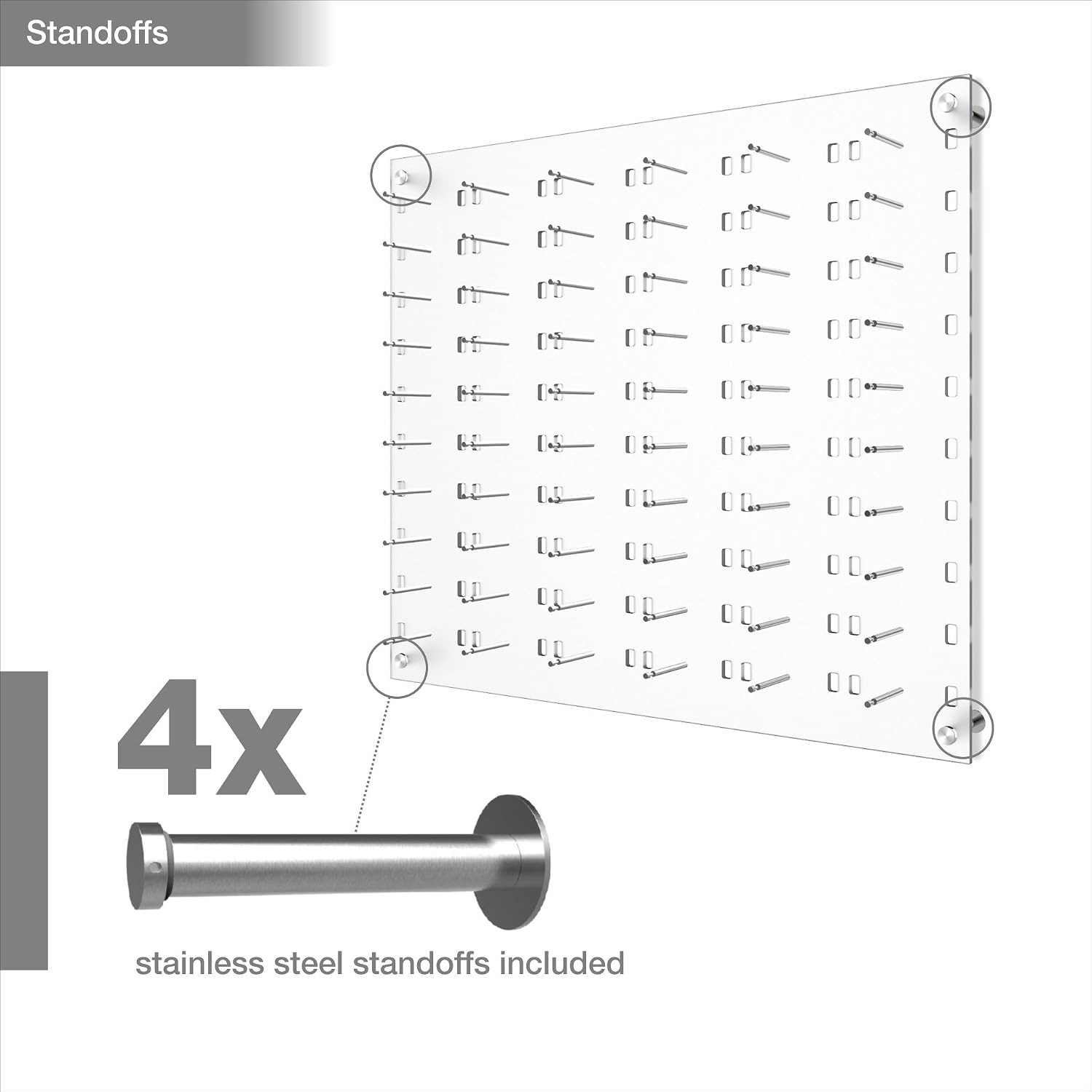 Optical Display for 60 Eyewear Frames - Wall Mount Acrylic Eyewear or Sunglass Display Package in Frosted White for 60 Frames – 31.25' (H) X 36.5' (W)
