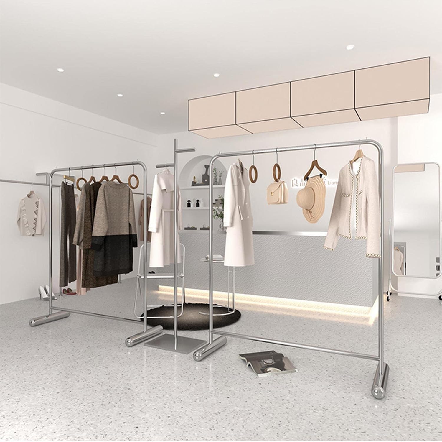 Industrial Plumbing Garment Rack Clothes Rails,Commercial Boutique Clothing Store Clothes Display Rack Heavy Duty Hanger,Multipurpose Clothes Rail Retail Store (L150*40 * 130cm)