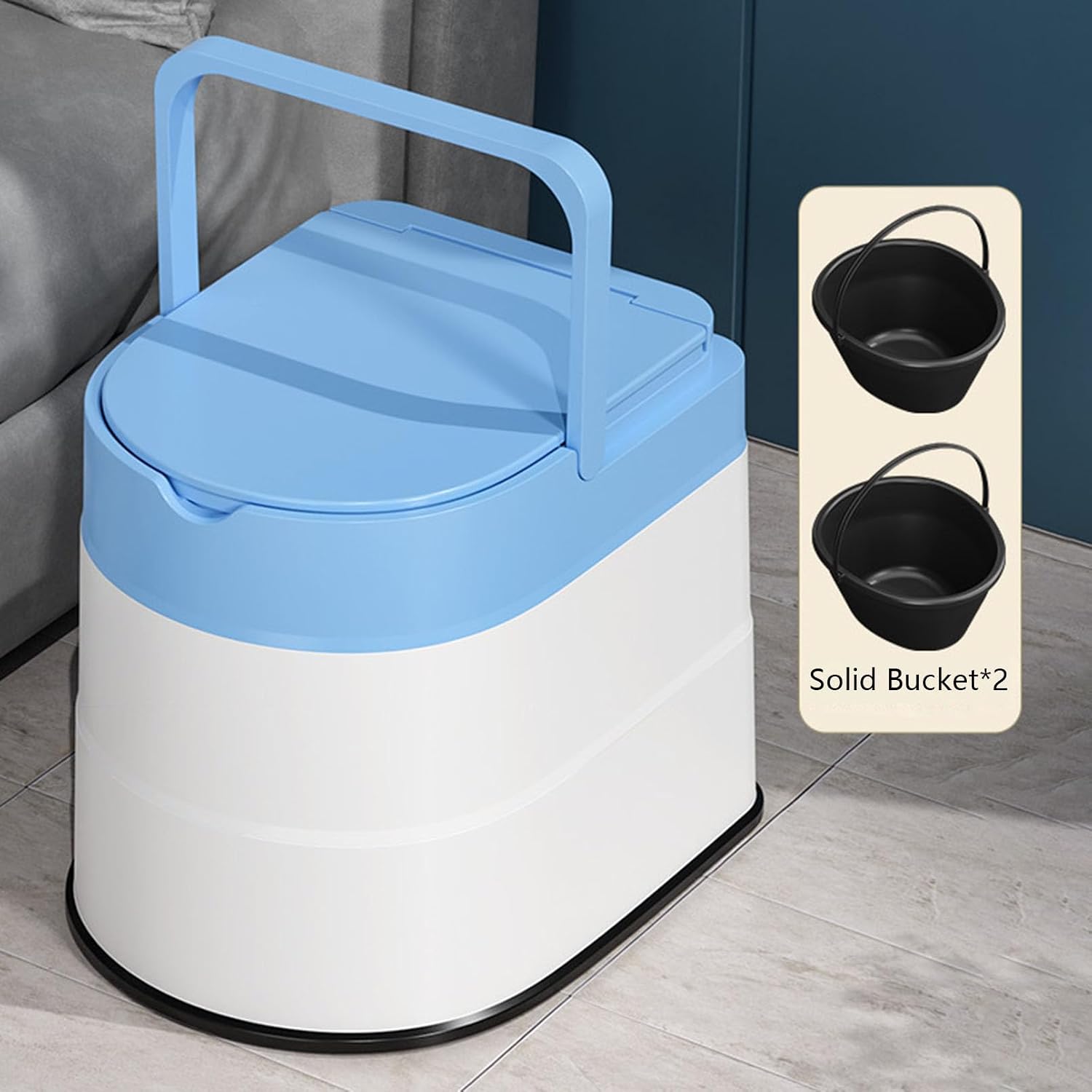 Raised Toilet Seat with Handles Up to 500 Lbs, Elevated Handicap Toilet Seat Riser for Seniors Waterproof, Non Slip, Stand Alone Toilet Safety Frame, Fit Any Toilet, Blue