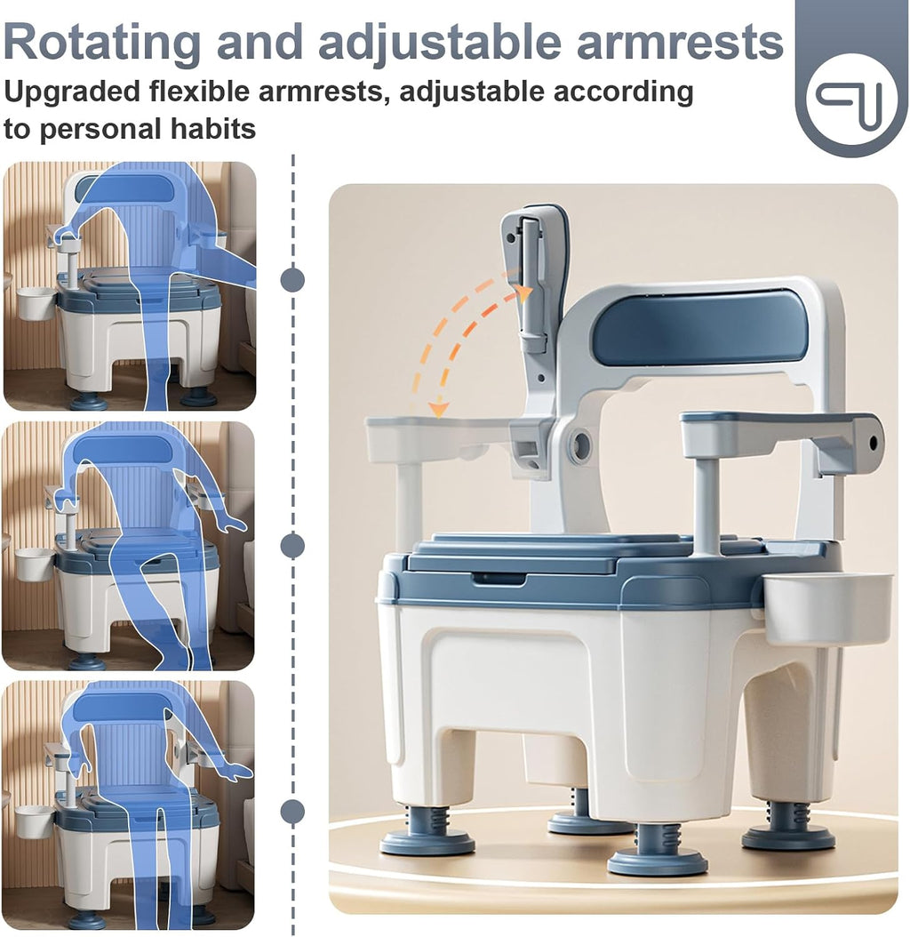 Adjustable Bedside Commode Chair for Seniors and Disabilities Ultra Wide Seat Up to 660 Lbs Capacity Height Adjustable Toilet Chair for Elderly and Disabled Blue Upgrade