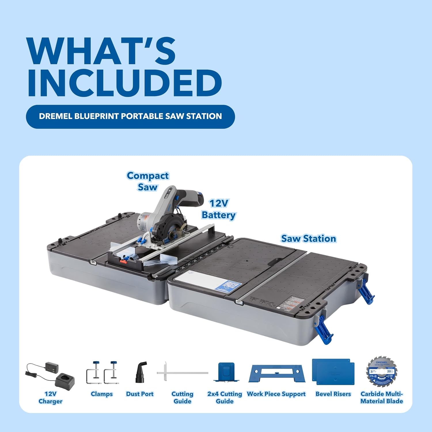 Dremel Blueprint 12V Bundle - Portable Saw Station with Brushless Compact Circular and Multi-Purpose Cutting Case + Brushless Project Multi-Tool with Integrated Application Selector