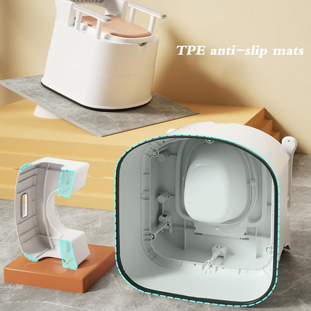 Heavy Duty Bedside Toilet,Movable Toilet Home for The Elderly Padded Seat Commode Chair with Arms Suitable People Inconvenient Legs and Feet (A)