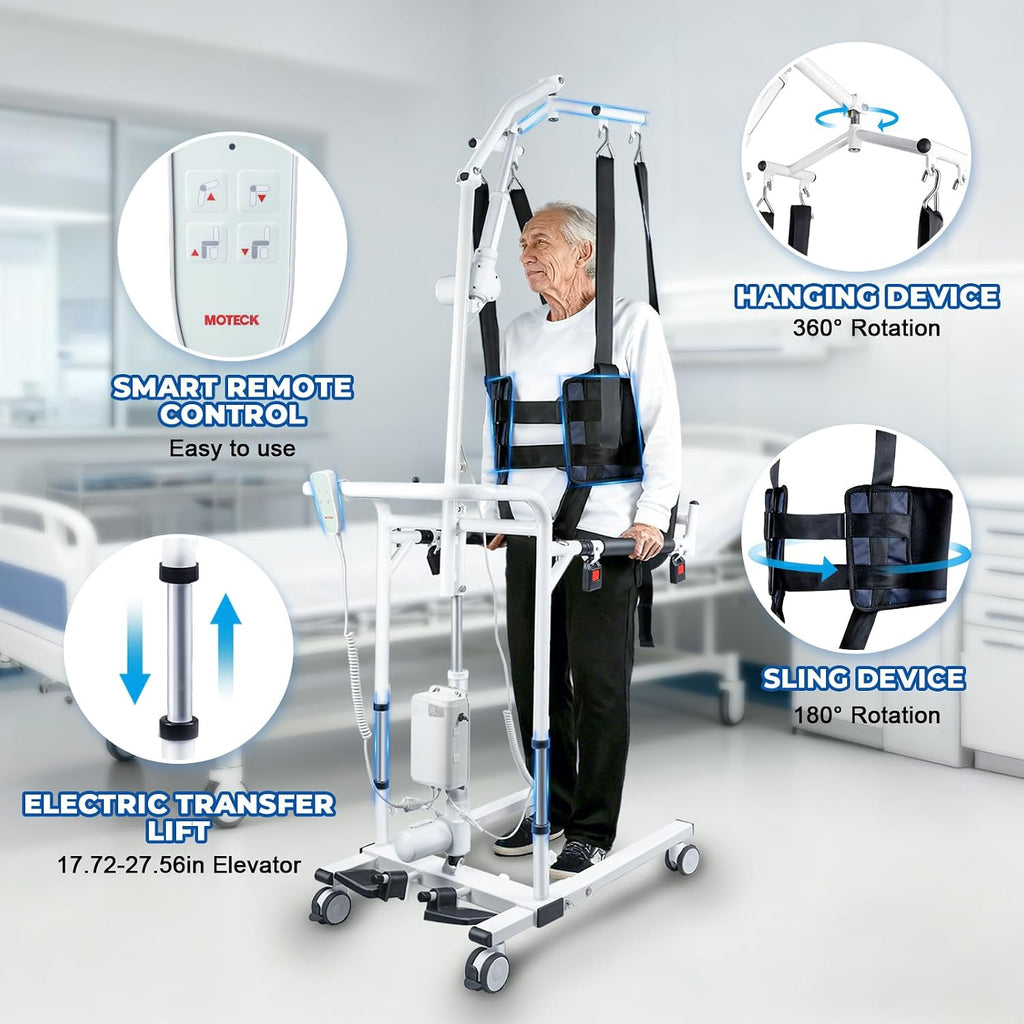 Patient Lift Transfer Chair - Heavy Duty Shower Commode Chair with Toilet Safety Frame (Dual B - Black & Rack)