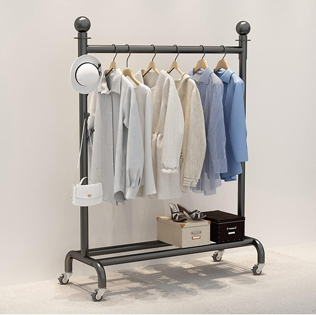 Rolling Garment Rack with Wheels & Shelf - Versatile Clothes Rack for Bedroom, Living Room & Retail Display - 100x40x155CM, Sturdy Clothing Stand for Home Organization