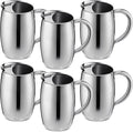 Funnymoom 6 Pcs 2 L Stainless Steel Water Pitchers with Ice Guard Smooth Silver Metal Bell Pitchers Jug Cold Beverages Carafe Serving Tool for Restaurants Home Dishwasher Safe