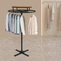 28 * 51 inch Retail Clothing Garment Racks with Display Table, Black 360° Rotatable Floor-Standing Clothes Storage Rack for Bedrooms Boutiques Retail Commercial Shop Laundry Room