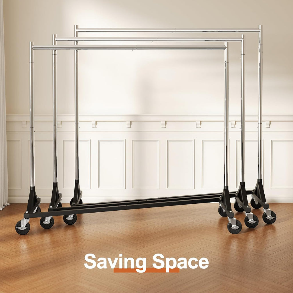 HOKEEPER Clothes Rack Z Rack Clothing Rack Commercial Garment Rack with Lockable Wheels Height Adjustable Coat Rack Heavy Duty Clothes Rack for Bedroom, Living Room, Laundry, Balcony 71' H, 3 Pack