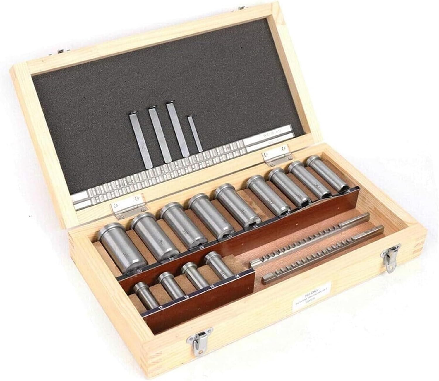PUCHEN Metal Lathe Wood Splitting Drill Bit Keyway Broach Kit, 22 Pieces Keyway Broach Set with Collar, Shim Sets in Equipped Box, High Speed Steel Material, Industrial Tools, PUCHEN1234