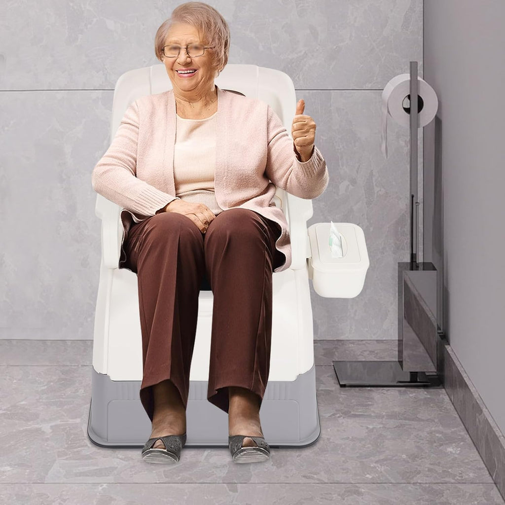 Bedside Commode Chair & Safety Toilet Seat – Heavy-Duty Portable Commode with Odor-Proof Lid & Non-Slip Armrests – Elderly, Pregnant Women, Mobility Impaired Home Care (Brown)