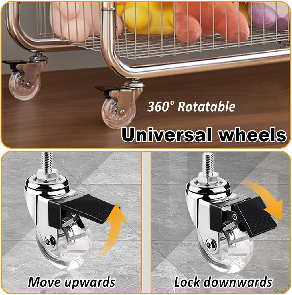 Rolling Garment Rack With Wheels, Clothing Racks, Heavy Duty Clothes Rack With Storage Basket, Portable Clothes Organizer, For Bedroom Entry Hall(98cm/38.6in)