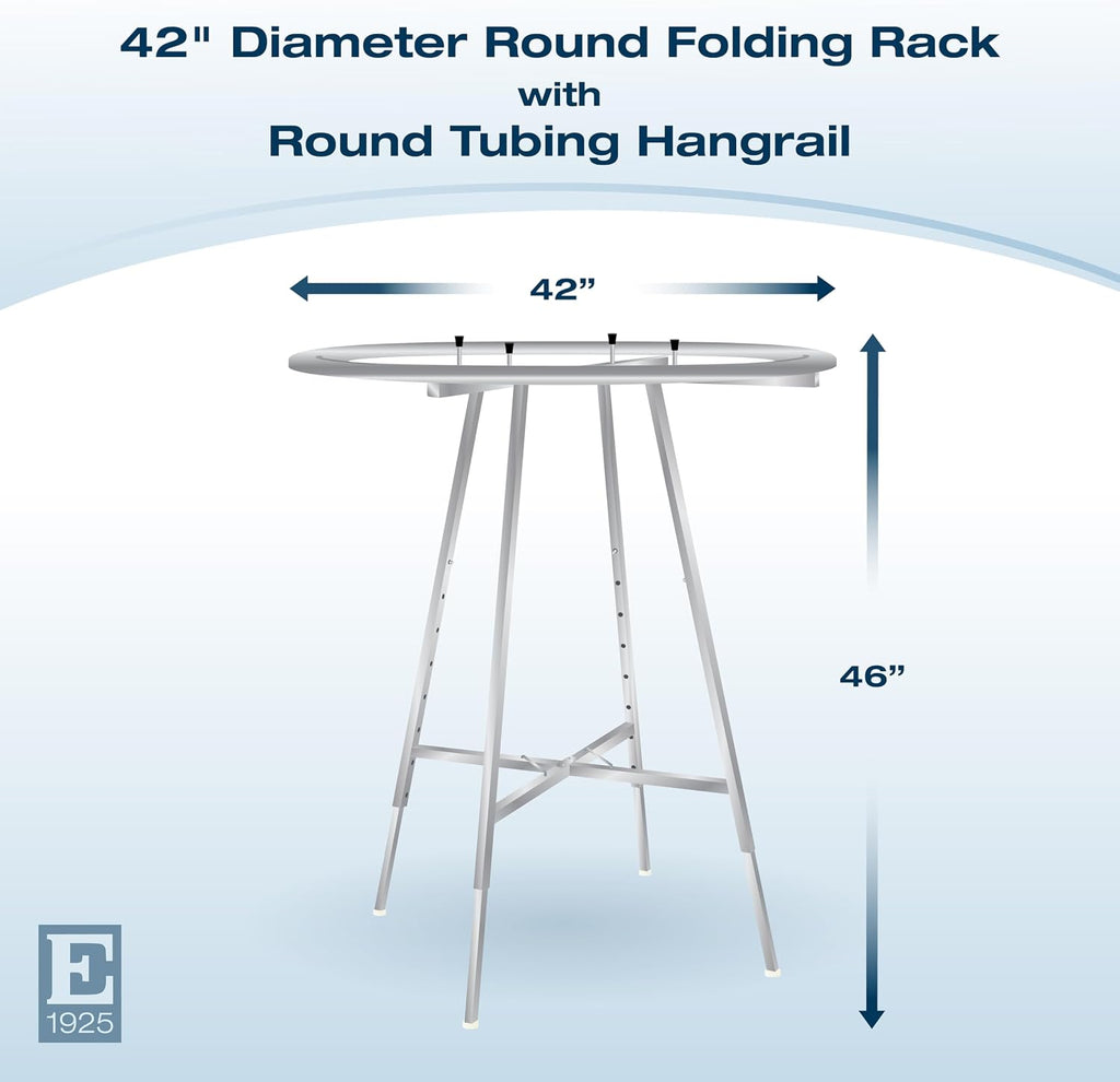 Econoco Industrial Display Rack Round – Round Folding Rack, 42' Diameter Folding Round Clothes Rack, Folding Round Garment Rack, Folding Display Rack, Chrome