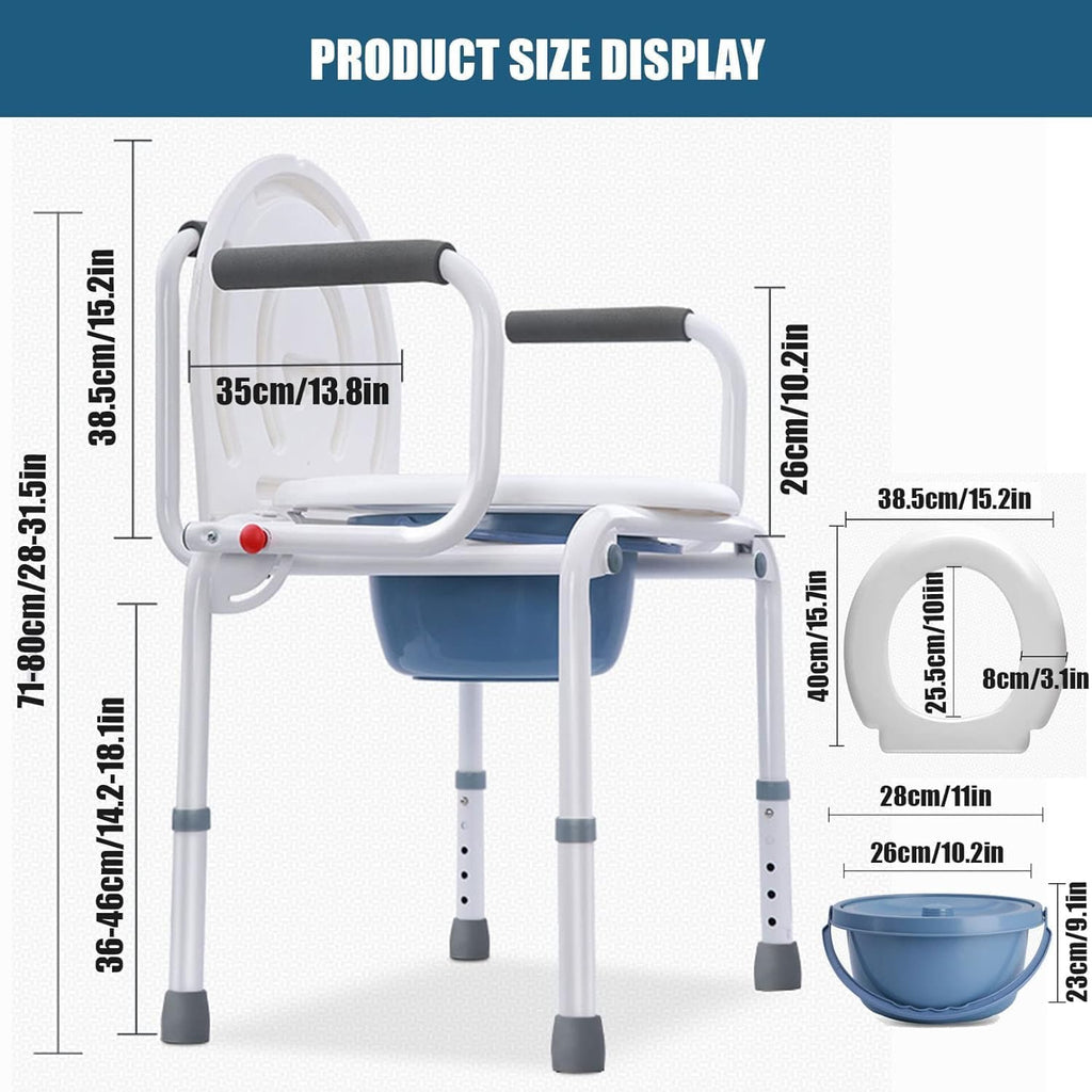 Padded Beside Commode Chair 3 in 1 Shower Seat for Toilet with Arms, Heavy Duty Adult Bathroom Commode Chair Aluminum Alloy Frame, PU Leather Padded (Color : #3)