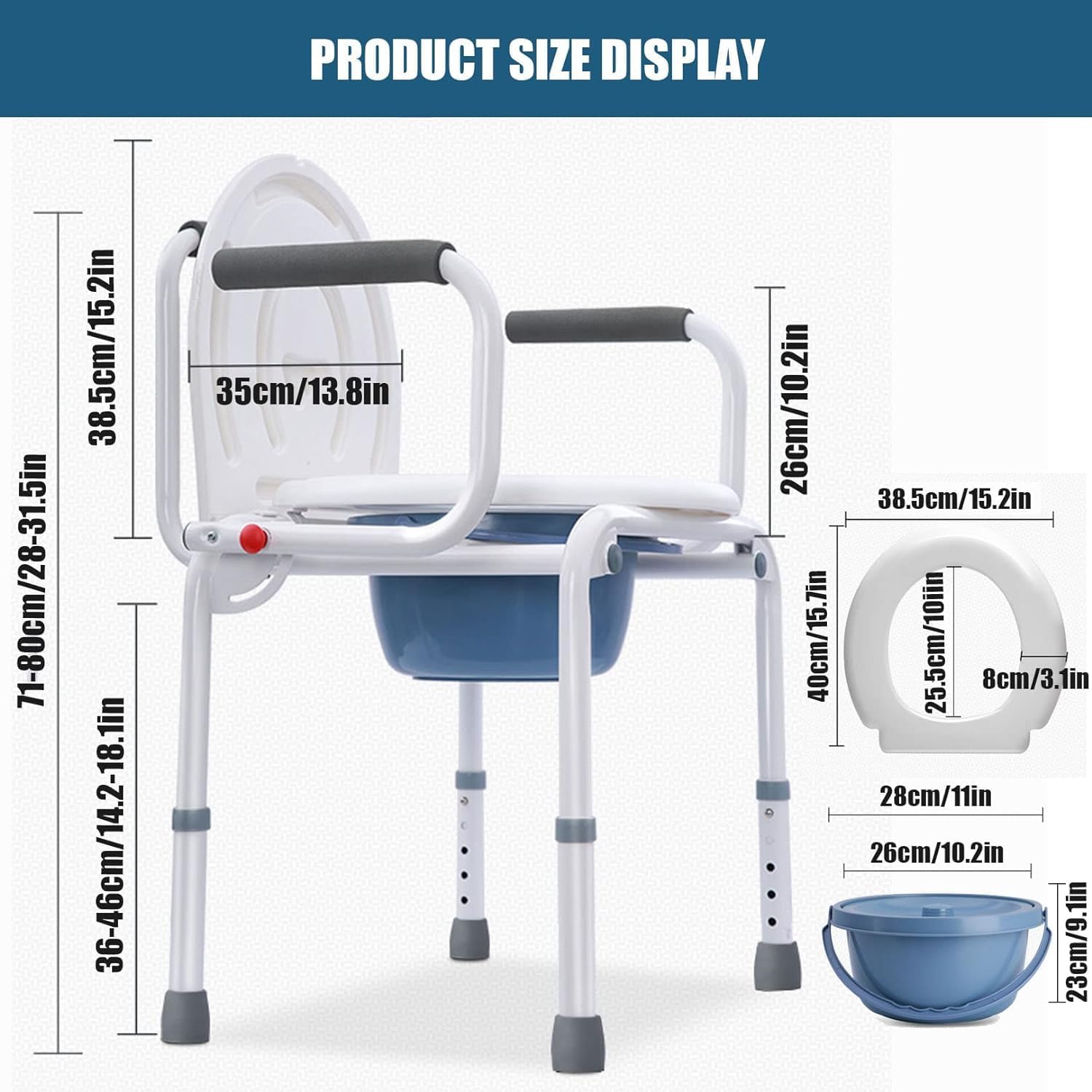 Padded Beside Commode Chair 3 in 1 Shower Seat for Toilet with Arms, Heavy Duty Adult Bathroom Commode Chair Aluminum Alloy Frame, PU Leather Padded (Color : #3)