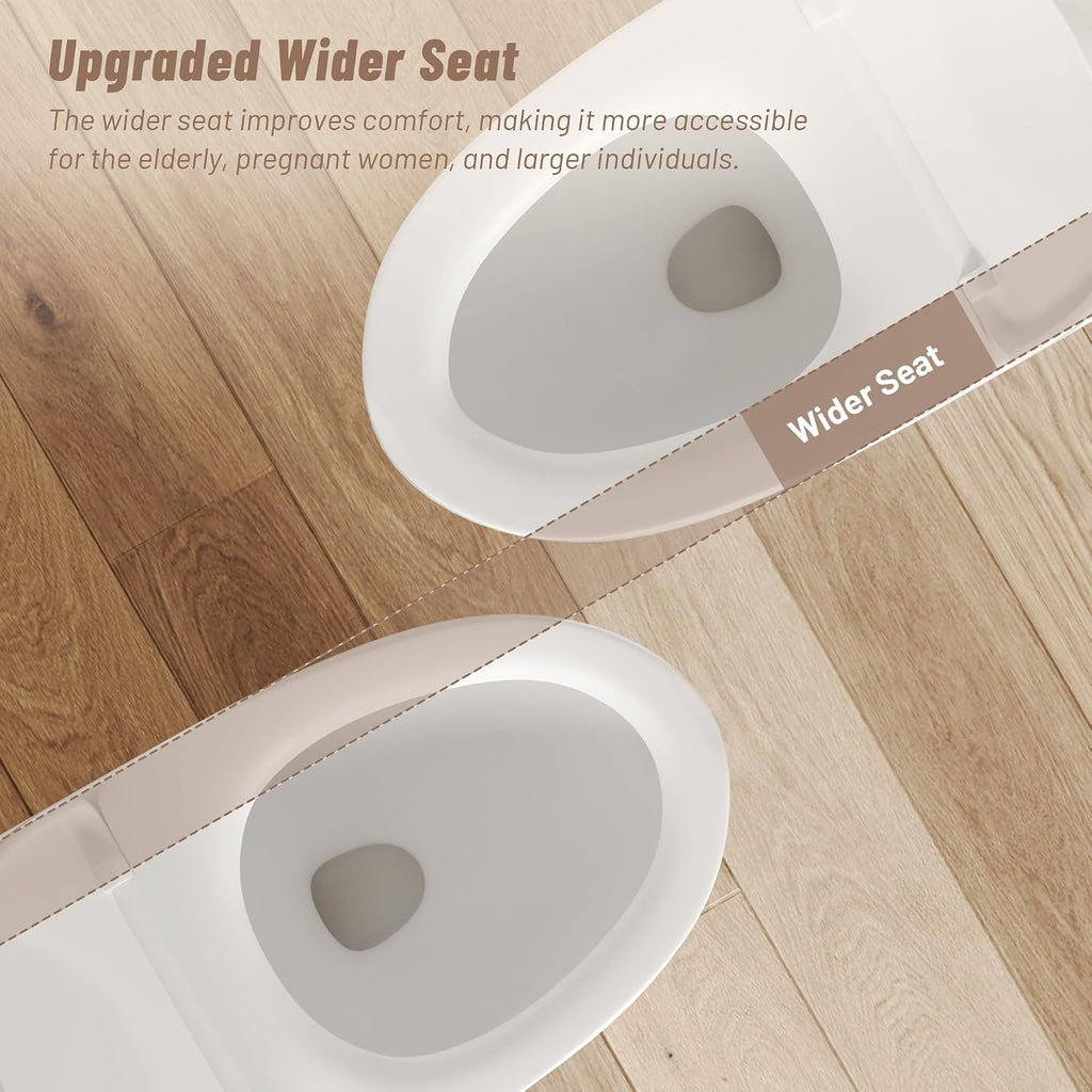 DeerValley Elongated One Piece Toilet, Dual Flush 0.8/1.28 GPF Toilet with Comfortable Seat Height, Powerful & Quiet Modern Standard Toilet for Bathroom, 10' Rough-In