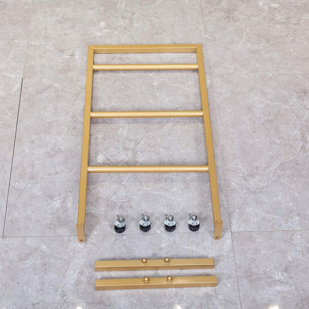 Simple Modern Heavy Duty Metal Rolling Hanger Storage Rack with Wheel,Retail Display Floor-Standing Towel Pants Scarf Organizer Shelves (Gold, 3 Tier)