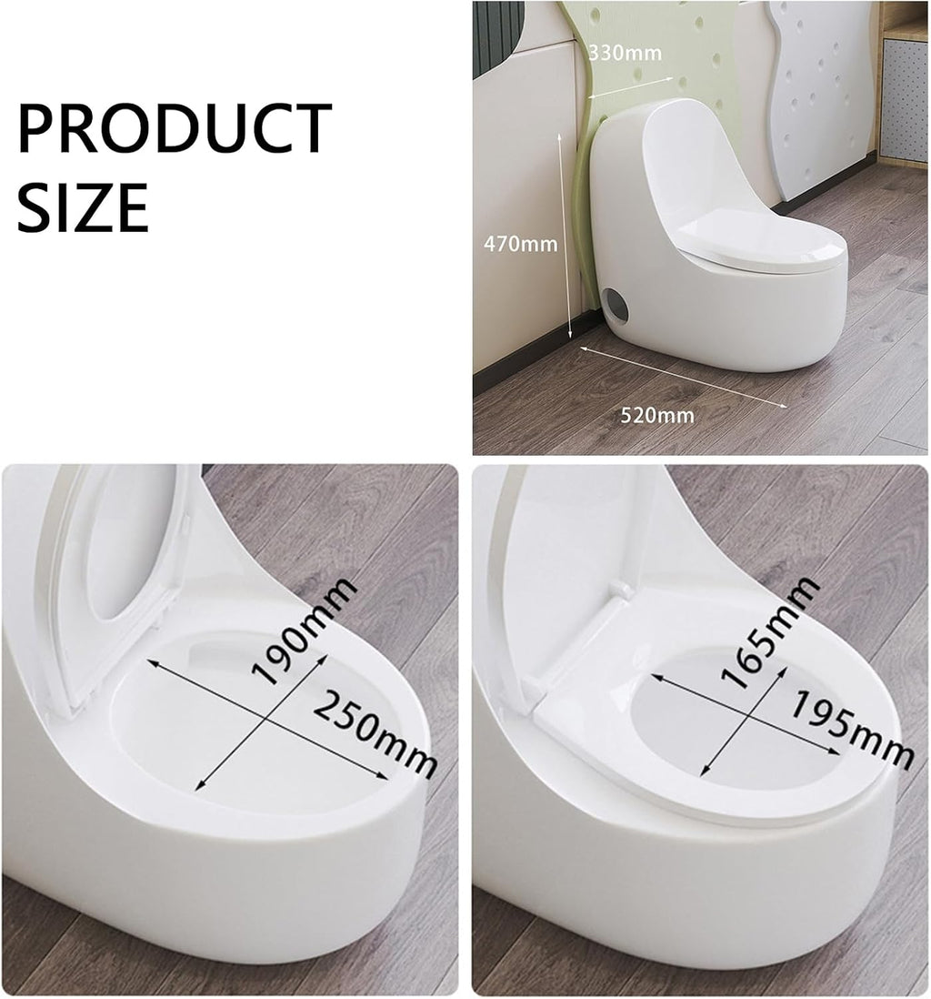 Ceramic Toddler Toilet 7.5' Height Potty Training Commode Bathroom Baby Kids Toilet with Round Quiet Seat & 1.6 GPF Powerful Flush for Daycares Playgrounds Home