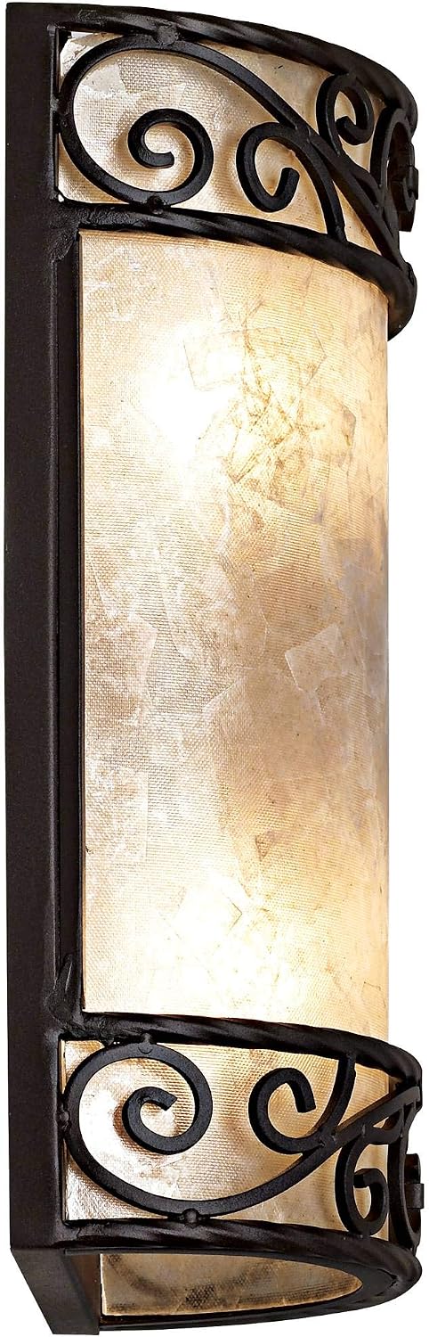 John Timberland Natural Mica Collection Antique Wall Light Sconces Set of 2 Rustic Walnut Brown Hardwired 12 1/2' High Fixture Scrollwork for Bedroom Bathroom Bedside Living Room Home Hallway