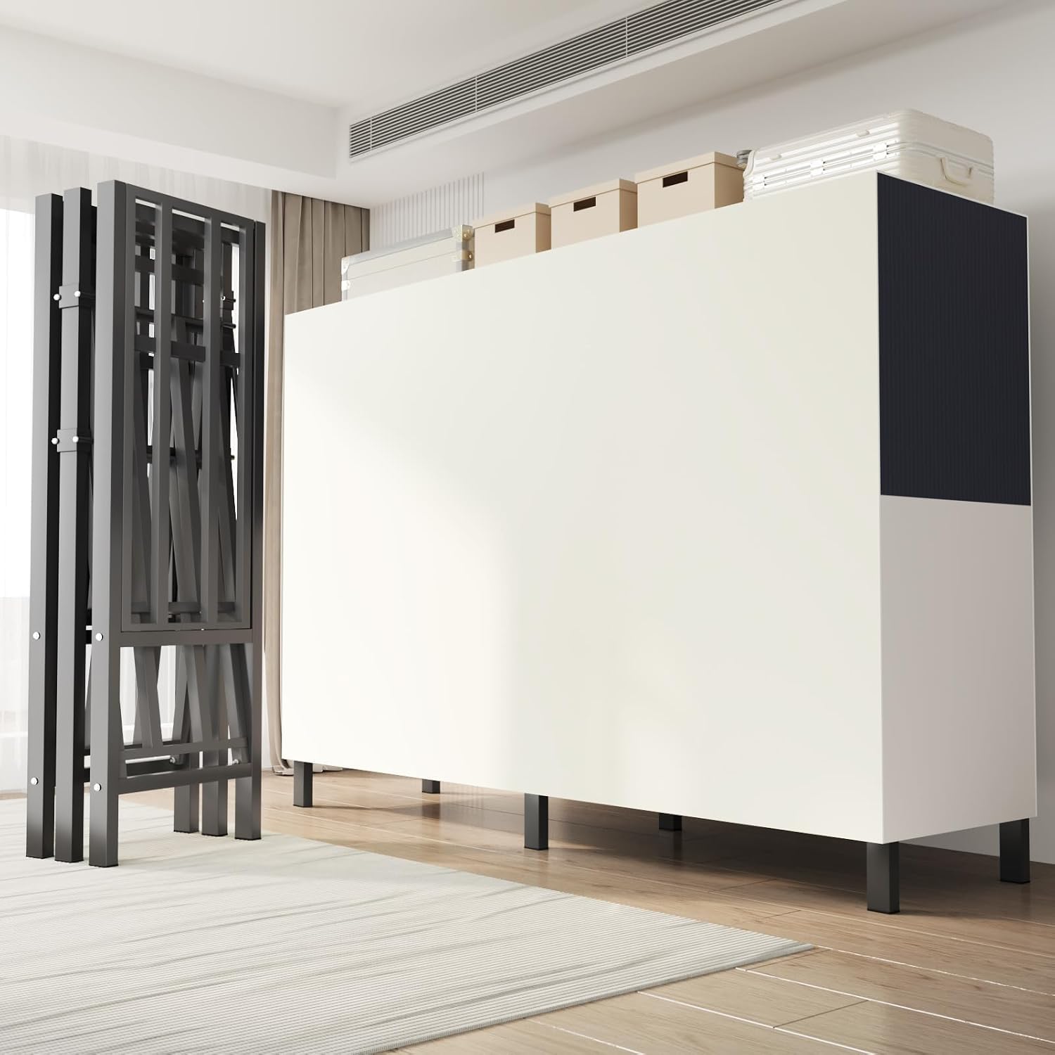 71in Heavy Duty Portable Closet with Cover, 1500lbs Foldable Covered Metal Clothing Wardrobe Closet System, Heavy Duty Garment Rack for Hanging Clothes, for Bedroom, Apartment, Rental Property,Blue