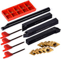 Chisels, 4Pcs Boring Bars + 10Pcs/Box Carbide Inserts + 4Pcs Wrench Lathe CNC Turning Tools Lathe Threading Turning Tool Set