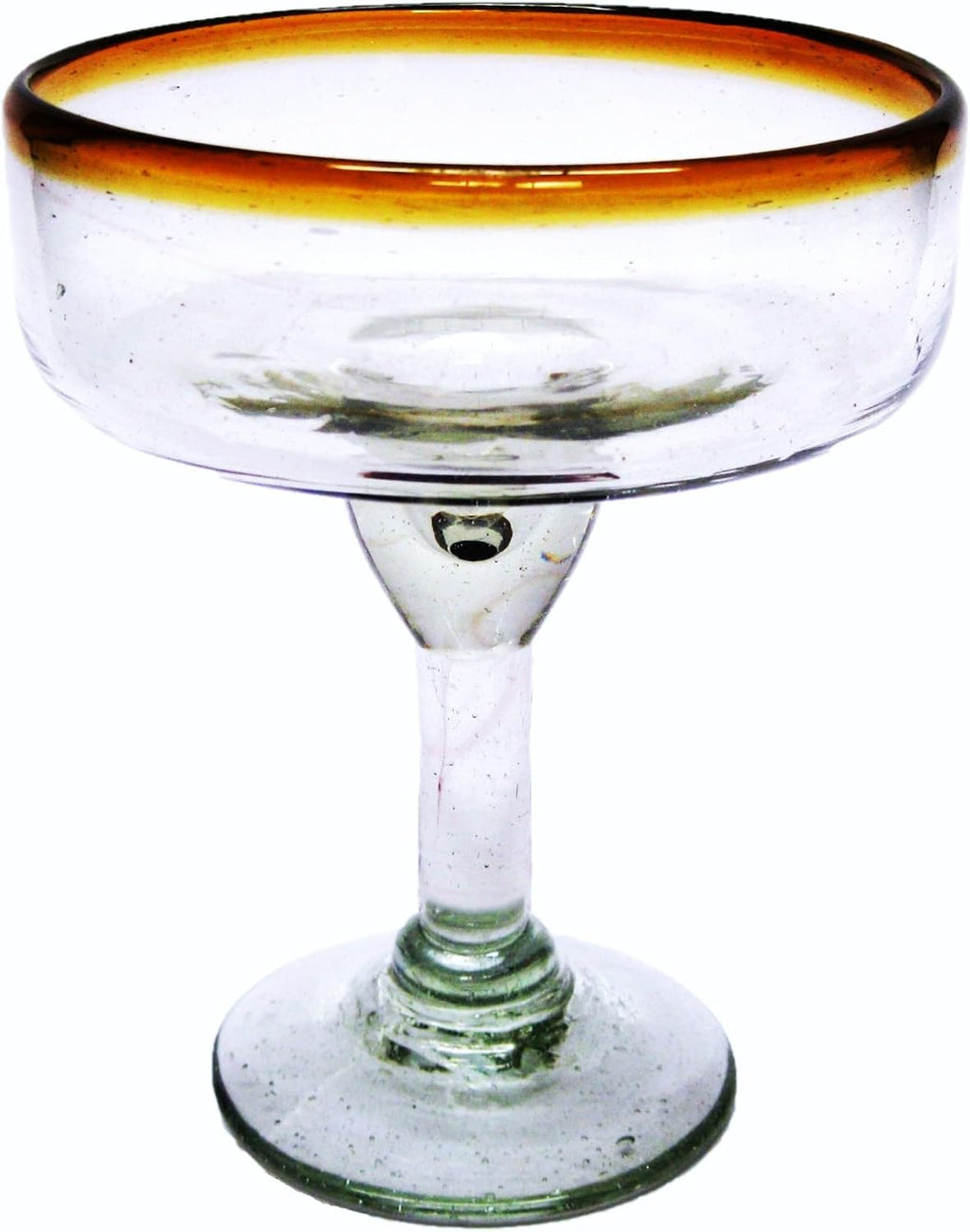 Amber Rim 14 oz Large Margarita Glasses (set of 6), Recycled Glass, Lead-free, Toxin-Free (Margarita)