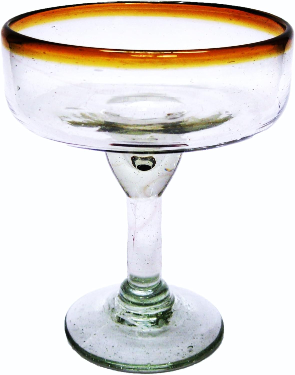 Amber Rim 14 oz Large Margarita Glasses (set of 6), Recycled Glass, Lead-free, Toxin-Free (Margarita)