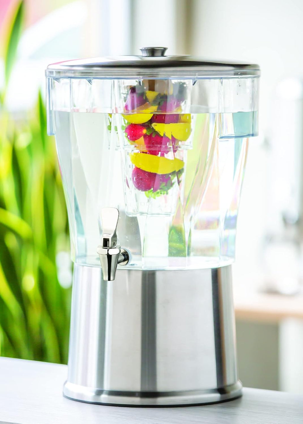 Service Ideas CBDRT5BSSS Elite Beverage Dispenser with Infuser Tube, Stainless Steel and Plastic, NSF, 5 Gallon, Brushed